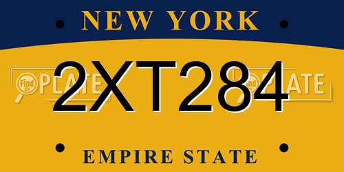 2XT284 New York License Plate