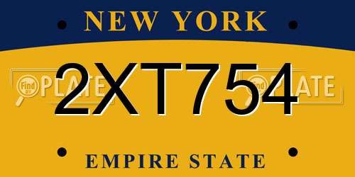 2XT754 New York License Plate