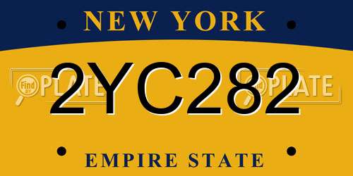 2YC282 New York License Plate