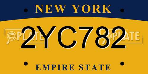2YC782 New York License Plate