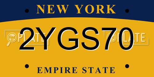2YGS70 New York License Plate