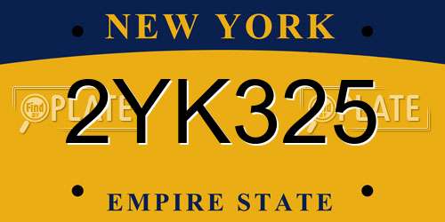 2YK325 New York License Plate