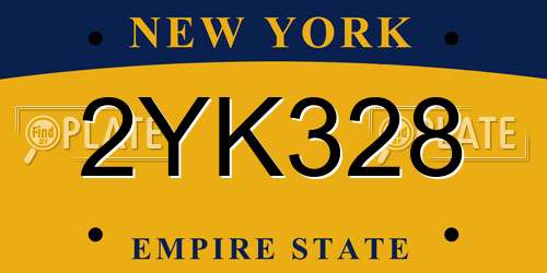 2YK328 New York License Plate