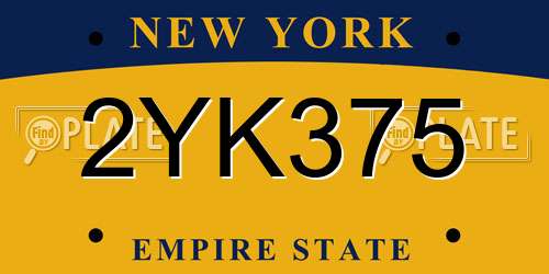 2YK375 New York License Plate