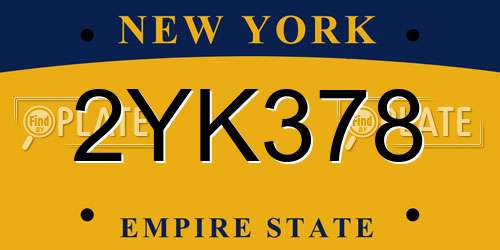 2YK378 New York License Plate