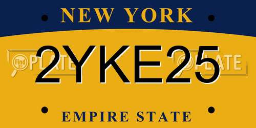 2YKE25 New York License Plate