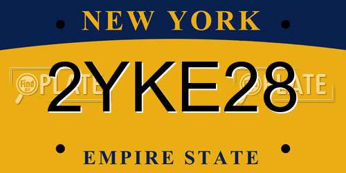 2YKE28 New York License Plate
