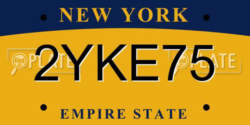 2YKE75 New York License Plate