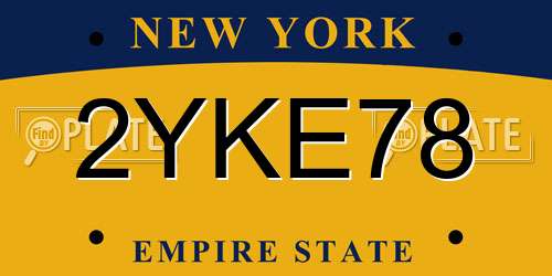 2YKE78 New York License Plate