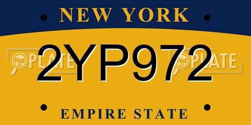 2YP972 New York License Plate