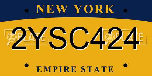2YSC424 New York License Plate