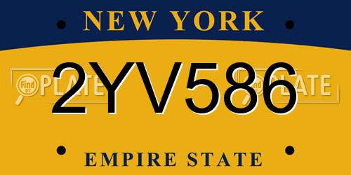 2YV586 New York License Plate