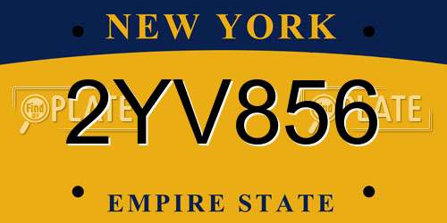 2YV856 New York License Plate