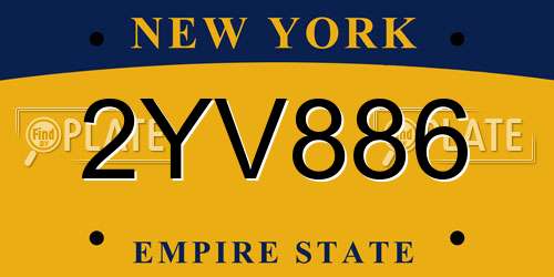 2YV886 New York License Plate