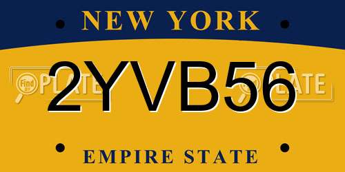 2YVB56 New York License Plate