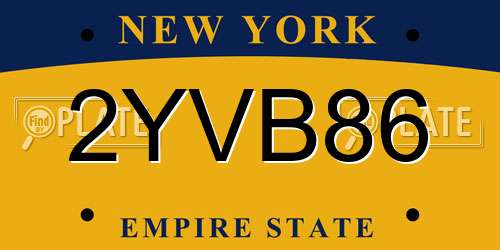 2YVB86 New York License Plate