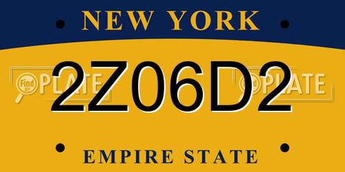 2Z06D2 New York License Plate