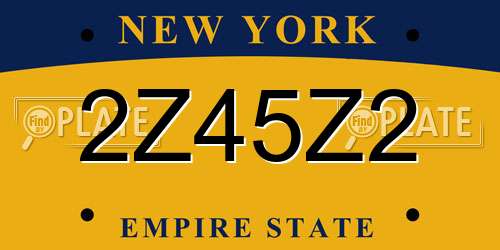 2Z45Z2 New York License Plate