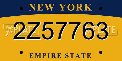 2Z57763 New York License Plate