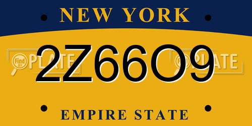 2Z66O9 New York License Plate