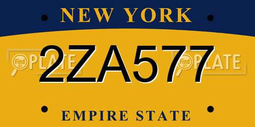 2ZA577 New York License Plate