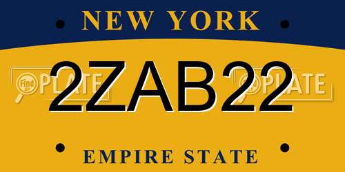 2ZAB22 New York License Plate