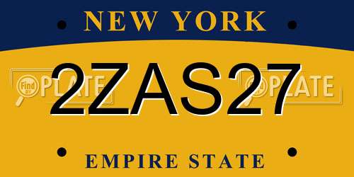 2ZAS27 New York License Plate