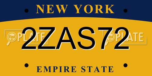 2ZAS72 New York License Plate