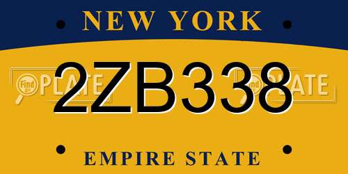 2ZB338 New York License Plate