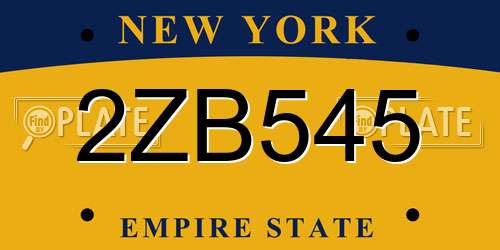 2ZB545 New York License Plate