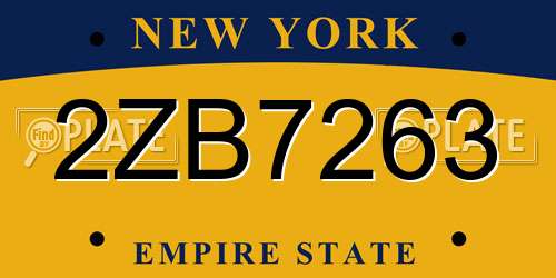 2ZB7263 New York License Plate