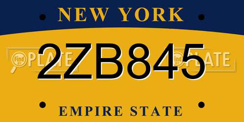 2ZB845 New York License Plate