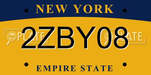 2ZBY08 New York License Plate