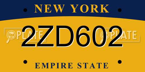 2ZD602 New York License Plate