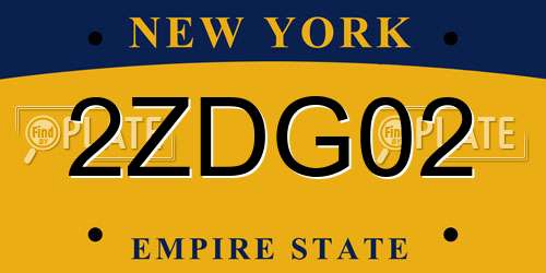 2ZDG02 New York License Plate
