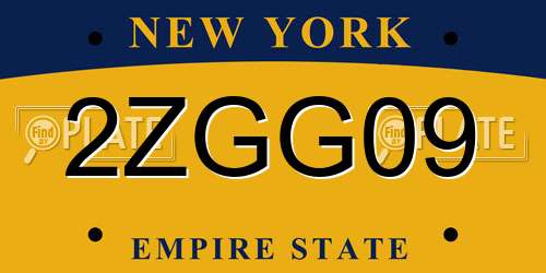 2ZGG09 New York License Plate