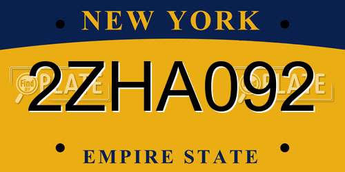 2ZHA092 New York License Plate
