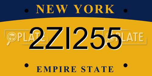 2ZI255 New York License Plate