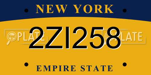 2ZI258 New York License Plate