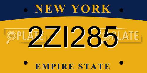 2ZI285 New York License Plate