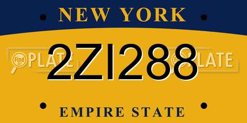 2ZI288 New York License Plate