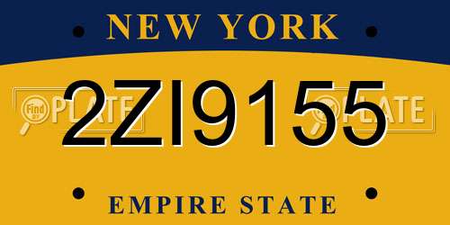 2ZI9155 New York License Plate