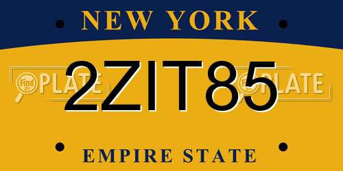 2ZIT85 New York License Plate