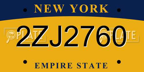 2ZJ2760 New York License Plate