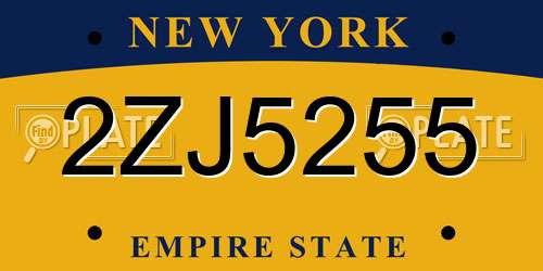 2ZJ5255 New York License Plate
