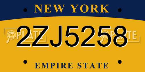 2ZJ5258 New York License Plate