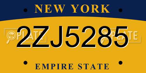2ZJ5285 New York License Plate