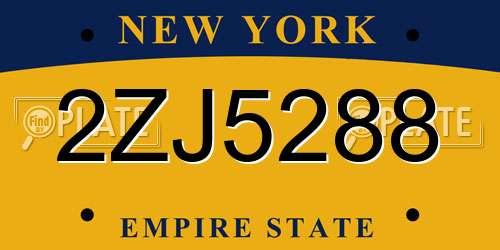 2ZJ5288 New York License Plate