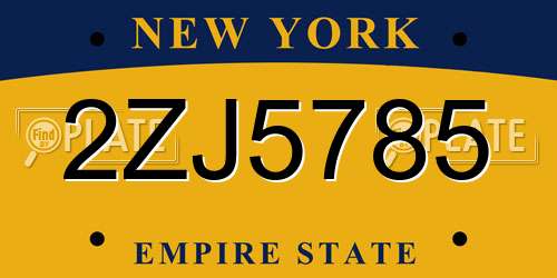 2ZJ5785 New York License Plate