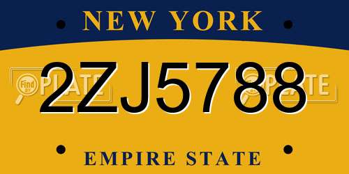 2ZJ5788 New York License Plate